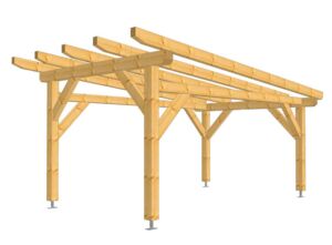 Einzelcarport nach Maß mit Pultdach aus Konstruktionsvollholz (KVH) Fichte