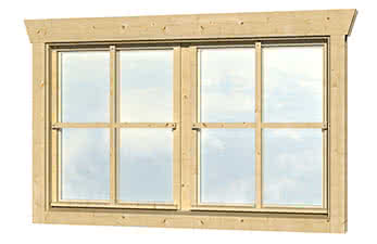 Doppelfenster Fichtenholz unbehandelt, 2x57,5x70,5 cm, 45 mm